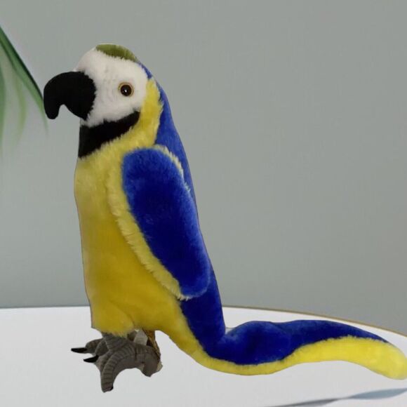 McCaw Parrot Blue Yellow Furry Stuffed Animal 10" Bird Suma Collection - Picture 4 of 6